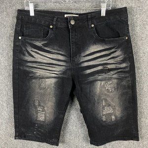 Riot Empire Bermuda Denim Shorts Size 34 Men's Cotton Blend Adults Stretch